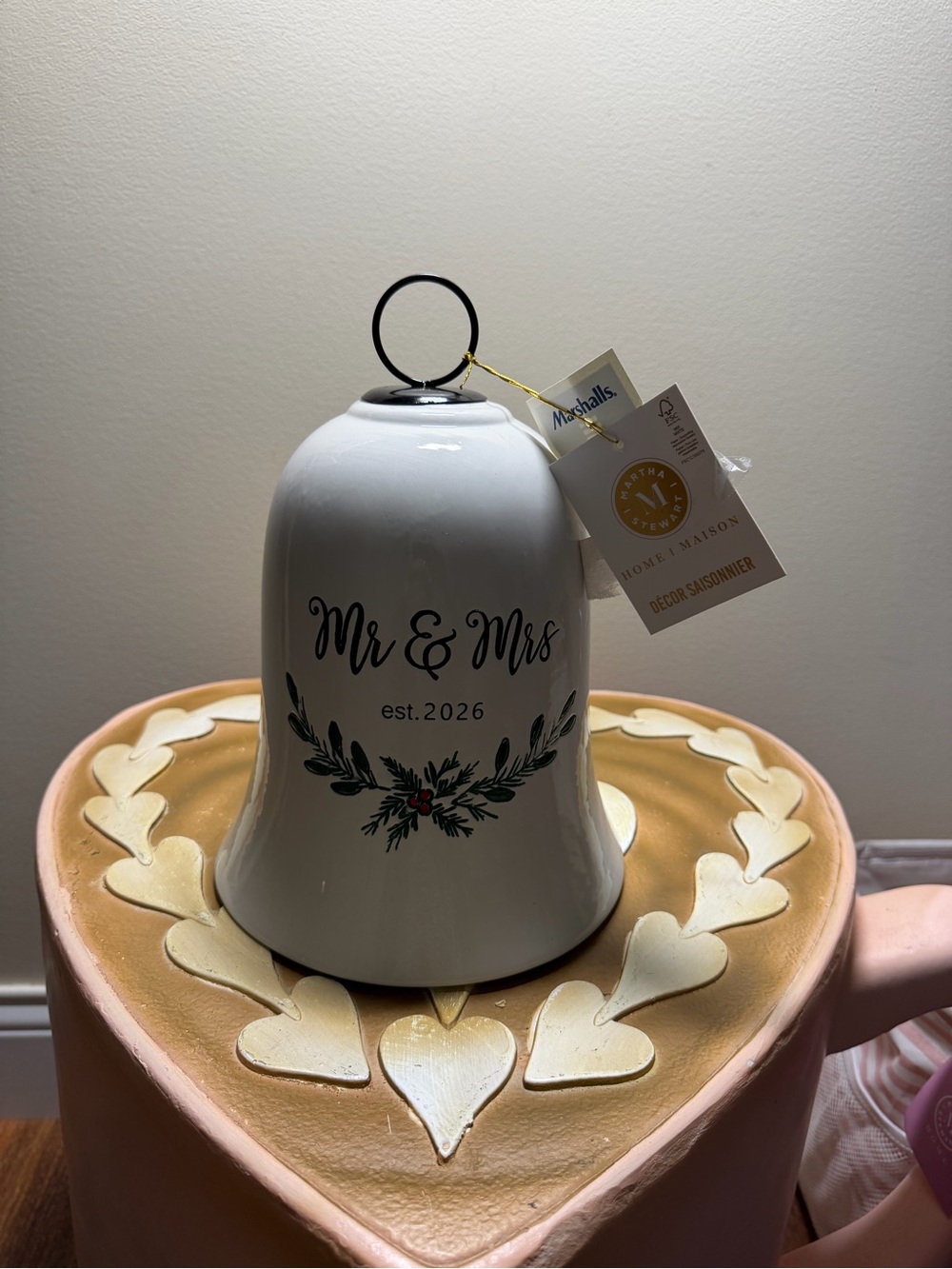 Martha Stewart Mr. & Mrs. Est. 2026 Ceramic Christmas Bell
